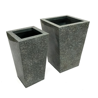 Set of 2 Square Granite Vases 